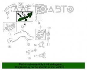 Mecanismul manetei ușii din spate stânga pentru Honda CRV 12-16