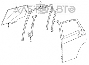 Geam ghidaj ușă spate dreapta Honda CRV 12-16