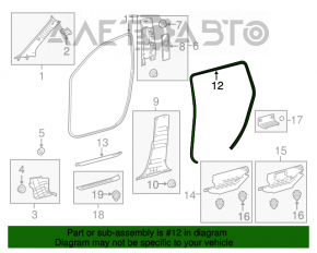 Уплотнитель дверного проема задний левый Toyota Highlander 14-18