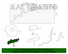 Airbag-ul genunchiului pentru șoferul din partea stângă a mașinii Toyota Camry v70 18- negru, detonat.