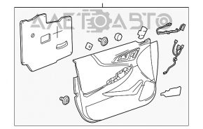 Обшивка двери карточка передняя правая Chevrolet Malibu 16- серая тряпка, под химчистку