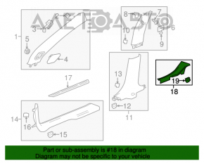 Capacul pragului din spate dreapta pentru Chevrolet Malibu 16- negru.