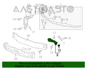 Suportul pentru bara de protecție față dreapta Chevrolet Malibu 16- inferior.