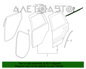 Garnitură ușă-sticlă spate dreapta centrală Jeep Grand Cherokee WK2 11-21 crom