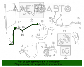 Tubul de aer condiționat, radiatorul de încălzire - condensatorul secundar Jeep Grand Cherokee WK2 11-21 3.6