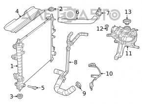 Radiatorul de răcire a apei pentru Jeep Grand Cherokee WK2 11-15 3.6 cu un ventilator mic nou, neoriginal.