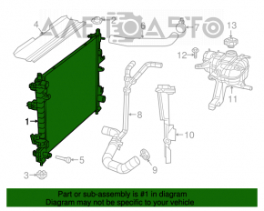 Radiatorul de răcire a apei pentru Jeep Grand Cherokee WK2 11-15 3.6 cu ventilator mic.