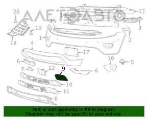 Dop pentru grila inferioară a barei de protecție față sub ornament, dreapta Jeep Grand Cherokee WK2 14-16 nou original OEM