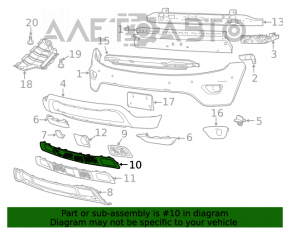 Нижняя решетка переднего бампера Jeep Grand Cherokee WK2 14-16 открытая, под крюки, под радар