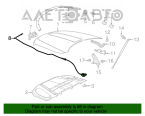 Cablu de deschidere a capotei cu mâner pentru Jeep Grand Cherokee WK2 11-21