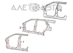 Bara centrală dreapta a caroseriei Jeep Grand Cherokee WK2 11-21 pe caroserie