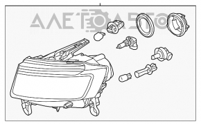 Farul din față dreapta goală Jeep Grand Cherokee WK2 14-16 halogen luminos.