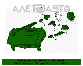 Farul din față dreapta goală Jeep Grand Cherokee WK2 14-16 halogen luminos.