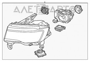 Farul din față dreapta asamblat Jeep Grand Cherokee WK2 14-21 xenon