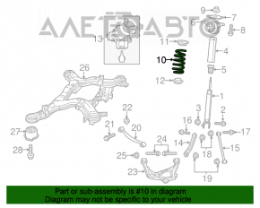 Пружина задняя правая Jeep Grand Cherokee WK2 11-21 жесткость зелен. красн. бел.