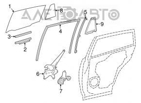 Geamul ușii din spate dreapta Toyota Rav4 13-18, tonifiere de fabrică, zgârieturi.