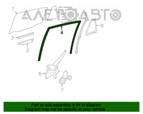 Уплотнитель стекла задний правый Toyota Rav4 13-18