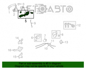 Mecanismul manetei ușii din fața dreapta a Toyota Rav4 13-18