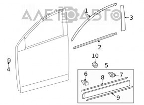 Moldură ușă-sticlă centrală față dreapta Toyota Rav4 13-18 nouă originală OEM