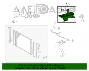 Recipientul de expansiune al sistemului de răcire pentru Lexus NX200t NX300 NX300h 15-21 cu capac