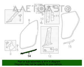 Capacul pragului din față stânga Toyota Rav4 13-18 negru, ușor uzat.