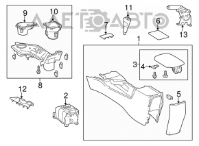 Consola centrală cu cotieră și suporturi pentru pahare pentru Toyota Rav4 16-18