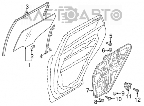 Geamul ușii din spate stânga Hyundai Santa FE Sport 13-18 cu tentă de fabrică.