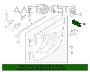 Controlul geamului electric din față, stânga, pentru Hyundai Santa FE Sport 13-18, negru, inserții gri, 1 auto.