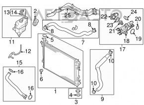 Radiator de răcire apă Hyundai Santa FE Sport 13-18 2.0T, 2.4