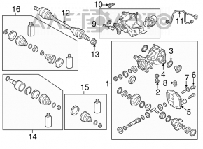 Axul cu roți față stânga Hyundai Santa FE Sport 13-16, 2.0T FWD