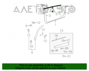 Молдинг двери верхний задний левый Toyota Highlander 14-19