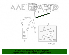 Moldură ușă-sticlă spate centrală stânga Toyota Highlander 14-19 nou OEM original