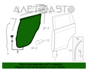 Уплотнитель двери задней правой Toyota Highlander 14-19