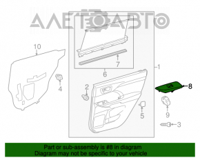 Maneta de control a geamului electric din spatele stânga Toyota Highlander 14-19, neagră.