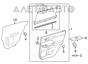 Maneta de control a geamului electric din spatele stânga Toyota Highlander 14-19, neagră.