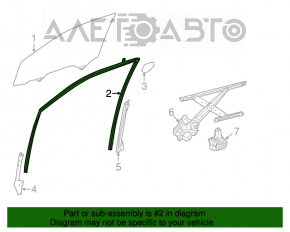 Garnitură de etanșare a geamului față dreapta Toyota Highlander 14-19