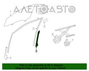 Geam ghidaj ușă față dreapta Toyota Highlander 14-19 spate