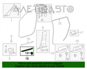 Capac prag exterior fata stanga Toyota Highlander 14- negru