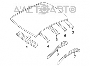 Acoperișul metalic al unui Mitsubishi Galant 04-12, argintiu, este zdrobit.