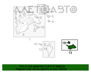 Capacul geamului din spate stânga Subaru Outback 10-14 spate gri, zgârieturi, plastic decolorat