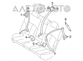 Ремень безопасности задний центр Subaru Outback 10-14 беж