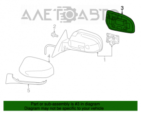 Elementul oglindă stânga pentru Subaru Outback 10-14 cu încălzire.