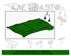 Acoperirea plafonului pentru Toyota Camry v55 15-17 SUA sub trapa gri.