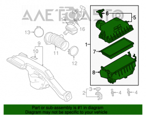 Corpul filtrului de aer pentru Lexus ES350 19-20, complet asamblat.