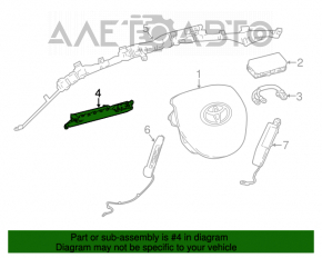 Airbag-ul de genunchi pentru pasagerul din dreapta al Toyota Camry V70 18- gri închis, detonat.