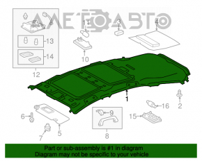 Acoperirea plafonului pentru Toyota Prius V 12-17 gri, pentru panoramă, pentru curățare chimică.