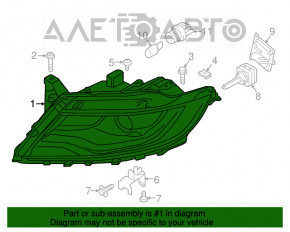 Фара передняя левая в сборе Lincoln MKX 16- ксенон, c креплением