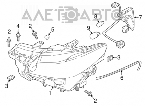 Far dreapta față Mazda CX-9 16- asamblată cu LED Adaptive, carcasă ruptă, nisip.