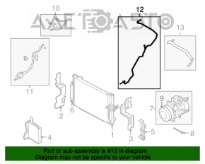 Furtunul de aer condiționat este lung, pentru Infiniti G25 G35 G37 4d 06-14.