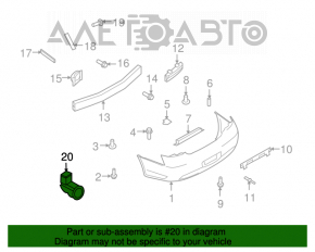 Senzor de parcare extern spate pentru Infiniti G25 G37 4 uși 10-13 cu inel